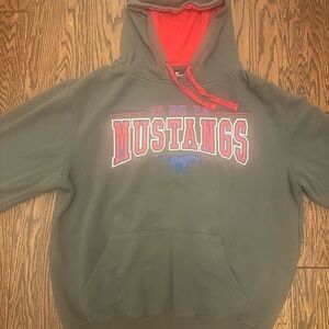 SMU Mustangs Gray Hoodie with Red Interior Men's Large